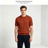 Kaos Pria 100% Wol Merino Lengan Pendek Lembut Tidak Gatal Elastis Ringan untuk Hiking, Perjalanan, dan Pemakaian Sehari-hari Kasual