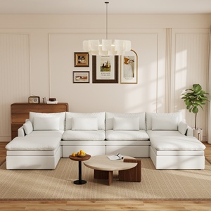 Canapé modulaire sectionnel VOXHOME, confort nuageux, surdimensionné, rembourré, pour salon, tissu simili lin - Product Image 4