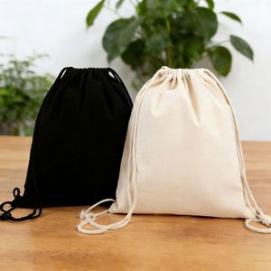 Custom Eco-friendly Durable Cotton Canvas Zipper Closure <b>Backpack</b> with Logo for Gift Gym Sports - Product Image 3