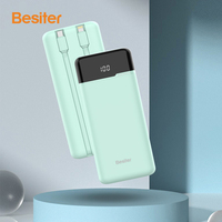 Besiter Novel 10000mAh Charge rapide avec câbles de données intégrés Powerbank Banques d'alimentation haute capacité avec affichage LED