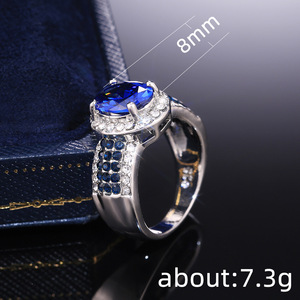 Anello Effetto Zaffiro Blu per Donne, Elegante Accessorio Estivo per Proposte e Feste, Regalo di Moda - Product Image 5