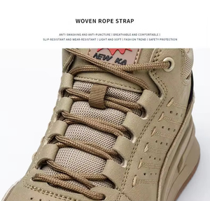 Zapatos de seguridad de construcción de fábrica con punta de acero, transpirables, duraderos, resistentes a impactos, con cordones, Industriales - Product Image 3