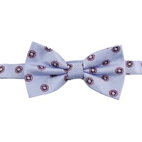 Nœuds Papillon en Soie 100% pour Hommes, Personnalisés, Tissés, Ajustables, Pré-noués, Motif Géométrique Fleur Bleu Poussière, Vente en Gros