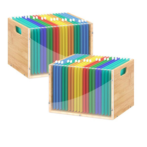 Bamboo <b>File</b> Organizer Rectangle 18L Standing Type Desktop <b>Storage</b> Box Tidy Office Organizer - Product Image 5