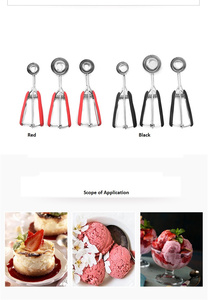 Cuillère à melon en acier inoxydable en gros avec poignée souple et dégagement rapide pour pâte à biscuits - Product Image 3