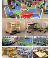 Fournisseur d'université écologique Mobilier éducatif Table deux places en bois plastique pour l'école Bureaux et chaises doubles pour étudiants