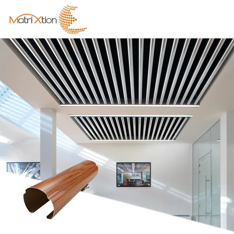 Matrixtion O Baffle Akoestische Houtnerf Metalen Opgeschort Valse Profiel Aluminium Plafond