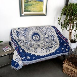Tapiz bohemio de algodón Reversible para decoración de la habitación, Alfombra tejida de astrología del zodiaco, constelación Celestial - Product Image 5