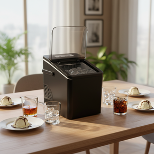 Machine à glaçons électrique autonettoyante OUSHENG 9 bacs, avec écran tactile, <span class=keywords><strong>6</strong></span> <span class=keywords><strong>minutes</strong></span> de production, 24h de fonctionnement, 18 kg/jour, capacité 1,5 L, autoportante - Product Image 2