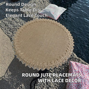 Manteles Individuales Redondos de Encaje Sólido Impermeables al por Mayor, Personalizados para Decoración de Mesa de Boda - Product Image 2