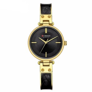 Vintage Fashion Ladies Quartz Watch Minimalist Black Dial Gold Tone Marbled Bracelet Waterproof Elegant Dress Watch - Product Image 2