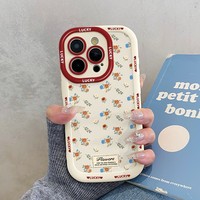 Coque de téléphone portable INS Floral Fragments pour iPhone 16 13 14 18 11 Pro Max, coque souple avec chaîne, Funda, coque arrière souple