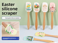 Spatule en silicone Spring Glory SG217 pour la Pâques, grattoir en bois, outil de pâtisserie durable, compatible lave-vaisselle et four, pour le beurre