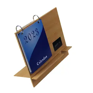 Custom Logo 2023 Wireless Charging Multifunctional Wooden Desk Calendar