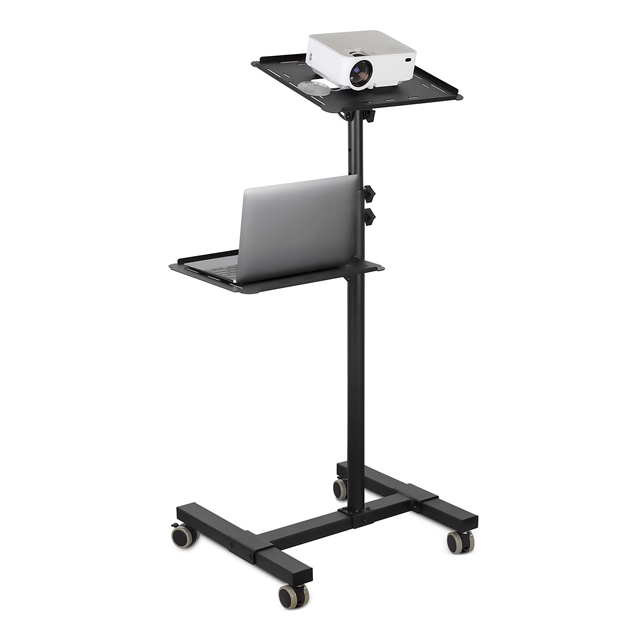 Mobile Projector Stand Rolling Height Adjustable Laptop and Projector Presentation Cart and Trolley for Office Use