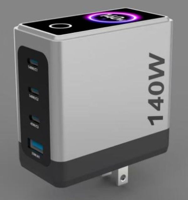 1.14 Inch TFT Display AI GaN PD3.1 140W Fast Charger with Fireproof Protection for Laptop & Mobile Phone