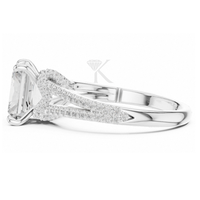 Anillo de Diamante Cultivado en Laboratorio con Corte Radiante E VVS 2 Certificado por IGI, Anillo de Compromiso o Anillo de Oro Sólido de 14K con Pavé de Diamantes