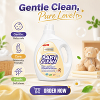 Deterjen Cair Bayi Ramah Lingkungan Sekali Pakai 2L Berbahan Dasar Tumbuhan Alami Hipoalergenik Lembut untuk Bayi Baru Lahir