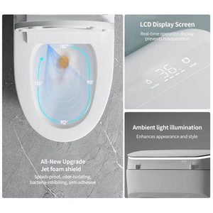 WC intelligent sans réservoir MWD avec bidet intégré, chasse d'eau automatique par capteur au pied, siège chauffant et télécommande pour hôtel moderne - Product Image 4