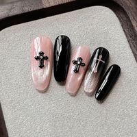Breloques pour ongles Y2K Punk Cross - Accessoires d'art des ongles en alliage métallique et strass pour Halloween