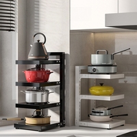 Nouveau support de rangement de cuisine en métal multicouche réglable support de casserole polyvalent pour comptoir évier armoire pot couverture stockage