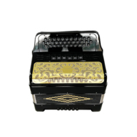 Accordéon diatonique professionnel OEM JB3412E en bois, 34 boutons, 12 basses, 6 registres, corps noir brillant, boutons grillagés dorés, portable