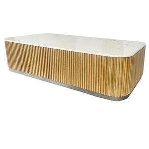 Table à manger au design moderne, table centrale en bois massif, table à manger rectangulaire - Product Image 1