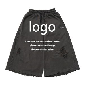 Shorts amples déchirés et délavés pour hommes, coupe trapèze, style Vagabond, pour hommes et femmes - Product Image 2