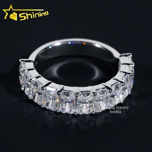 Половина бесконечности дизайн сертификат GRA изысканные ювелирные изделия Хип-хоп S925 Серебряные кольца вечность Сияющий огранки 5*7 мм кольцо с муассанитом - Product Image 2