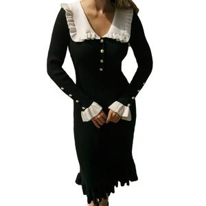 Vente en gros de robes à volants en tricot de haute qualité, robes pull, nouvelle collection automne-hiver, fabrication sur mesure OEM - Product Image 4