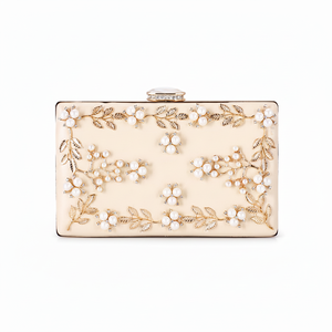 กระเป๋าคลัทช์ผู้หญิงลายเสือดาวสีชมพูปักลายด้วยมือพร้อมสายสะพายข้างและสายโซ่ - Product Image 1