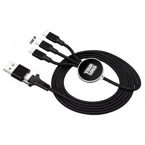 Nuevo Diseño, Precio de Fábrica, Cable USB Trenzado con LED para Teléfono Móvil, Carga Múltiple 3 en 2, Regalos Promocionales Personalizados - Product Image 1