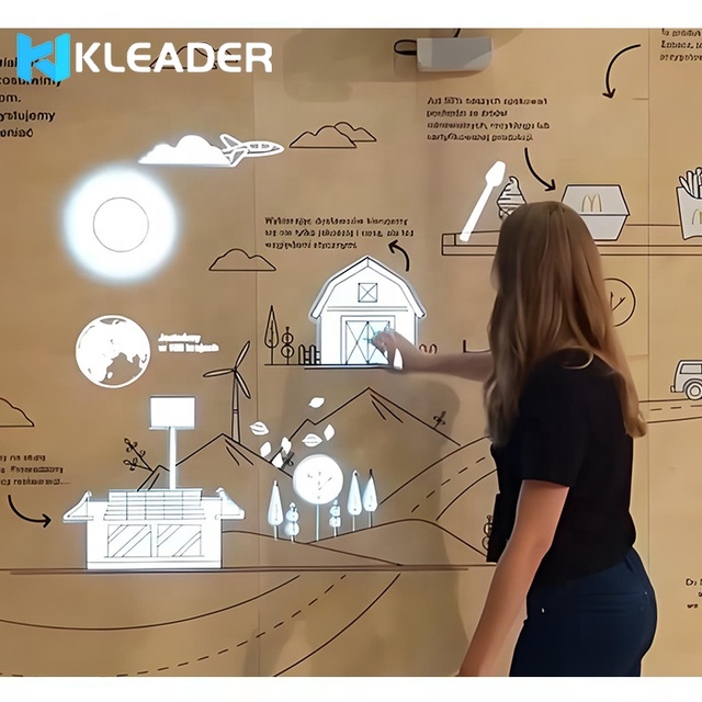 Interactive Wall Projection With 3D Projector Games for Kids Educational System Interact Art Installation Video Display Exhibit