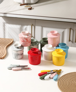 ฝาปิดถ้วยเนยเซรามิก <span class=keywords><strong>HANTANG</strong></span> ทนทาน ถ้วยเนยสไตล์อเมริกัน งานฝีมือประณีต รักษาความสดใหม่ - Product Image 6