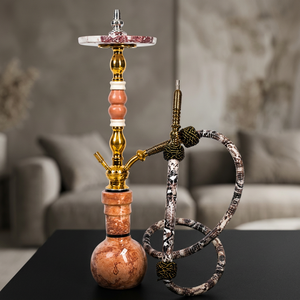 Cachimba de Lujo de Mármol con Espejo de Latón, Set Completo, Pipa de Agua Shisha con Vástago de Acero Inoxidable y Bandeja de Mármol Pesado - Product Image 5