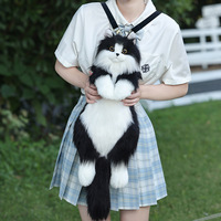 Sac à dos en peluche chat noir 3D personnalisé, simulation créative, vente en gros d'usine, cadeaux uniques pour les amoureux des chats