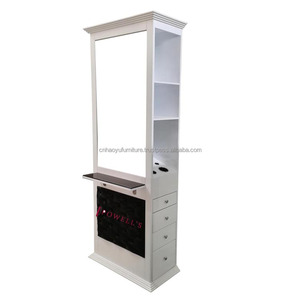 Station de coiffure moderne avec miroir LED et rangement pour studio de styliste - Product Image 5