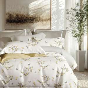 바로 출고 가능한 나비 프린트 100% 면 60수 300TC 2.5m 폭 새틴 원단 (침대 시트 세트용) - Product Image 6