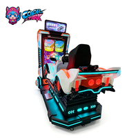 Simulateur de course VR coloré pour parc d'attractions, machine de jeu d'arcade avec mouvements complets, simulateur de conduite VR pour parc d'attractions