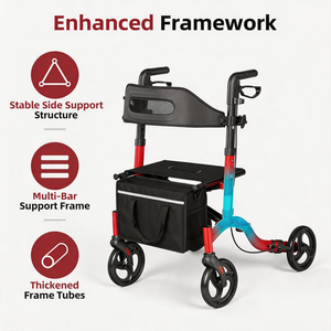 <span class=keywords><strong>Déambulateur</strong></span> avec siège, porte-canne intégré et porte-gobelet, pliable, capacité de 350 lb, <span class=keywords><strong>déambulateur</strong></span> à 4 roues <span class=keywords><strong>pour</strong></span> personnes âgées, roues de 8 pouces - Product Image 4