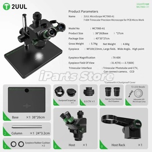 <span class=keywords><strong>Microscopio</strong></span> Trinocular IPARTS 2UUL MC7060-A1 con Base Grande para Reparación de Placas Base de Teléfonos Móviles, Soldadura de PCB, <span class=keywords><strong>Microscopio</strong></span> con Zoom de 7-60X - Product Image 6