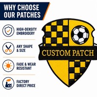 Nouvel Arrivage Patch Brodé Personnalisé, Écusson de Football, Drapeau à Carreaux, Badge Thermocollant, Patch de Moral