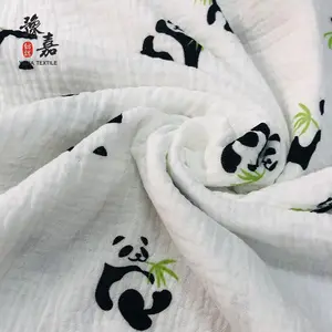 Atacado personalizado animal panda impresso respirável musselina mercerizada algodão gaze tecido