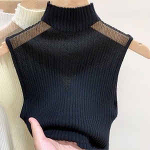 Women's Slim Fit Knit Tank <b>Top</b> Casual Sleeveless <b>Mock</b> <b>Neck</b> Sweater for Summer - Product Image 4