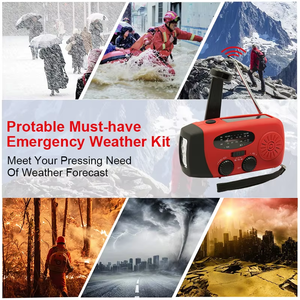 <span class=keywords><strong>Radio</strong></span> météo portable d'urgence certifiée FCC NOAA, 2000 mAh, AM/FM, ondes courtes, lampe de poche SOS, solaire, USB, manivelle, pour la survie - Product Image 5