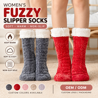 Chaussettes pantoufles douillettes pour femmes, antidérapantes, chaudes pour l'hiver, chaussettes de sol moelleuses, douces et confortables pour la maison, chaussettes de sommeil, logo personnalisé OEM