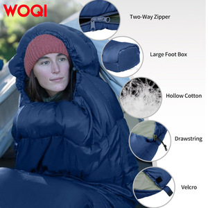 Saco de dormir Woqi Mummy de 205 cm, azul oscuro, nailon ligero y transpirable, 3 estaciones, para adultos, camping y senderismo. - Product Image 3