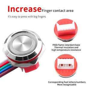 WD12/16/19/22/mm Short-travel Waterproof Metal Button <strong>Switch</strong>, Ring-shaped <strong>Led</strong> Light <strong>with</strong> RGB Three-color Common Positive Pole - Product Image 5