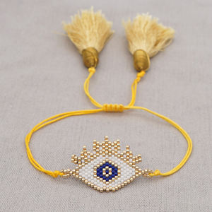 Pulsera de Ojo Turco Hecha a Mano con Cuentas MIYUKI, Borla Tejida Estilo Bohemio, Joyería Ajustable con Cordón, Amuleto de la Suerte, Regalo para Mujer - Product Image 5