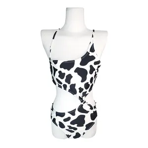 Lebang Manufacturer Custom Design Zebras Printing Adjustable Strap Cut Out 1 Piece Swimsuit Swimwear Beachwear 2022